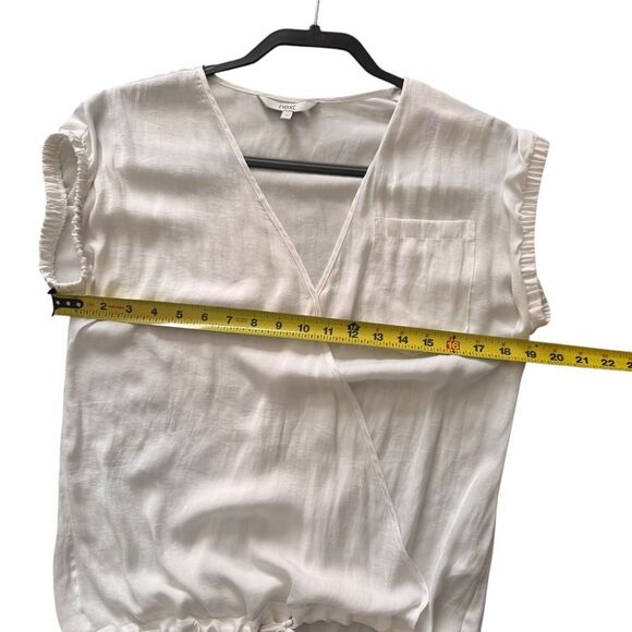 Next Size 8 Ivory Faux Wrap Short Sleeve Blouse VNext Polyester Career Summer To - Picture 9 of 9